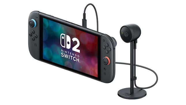 A Nintendo Switch 2 with a camera plugged in.