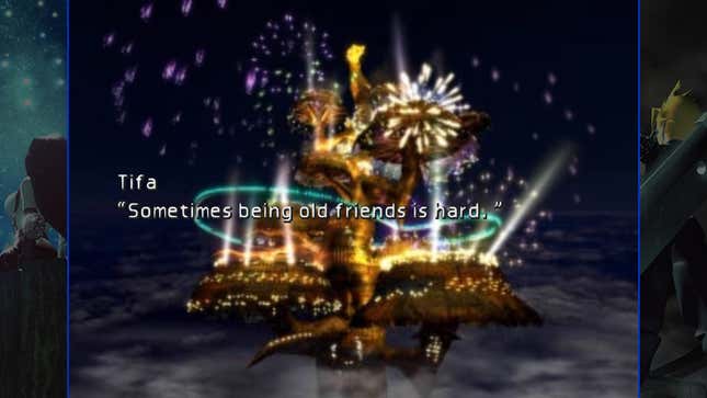 Tifa tries to tell Cloud she loves him while the scene focuses on the Gold Saucer.