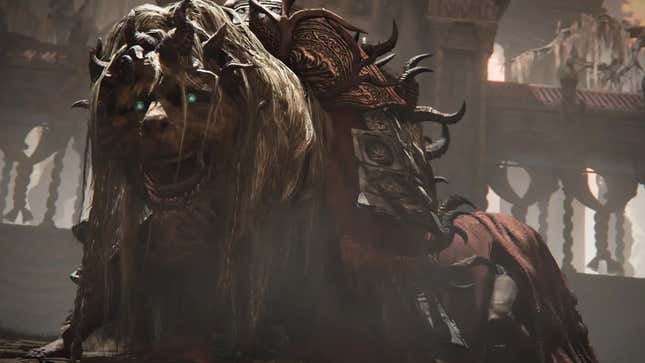 A lion-like character that could be an Omen roars.